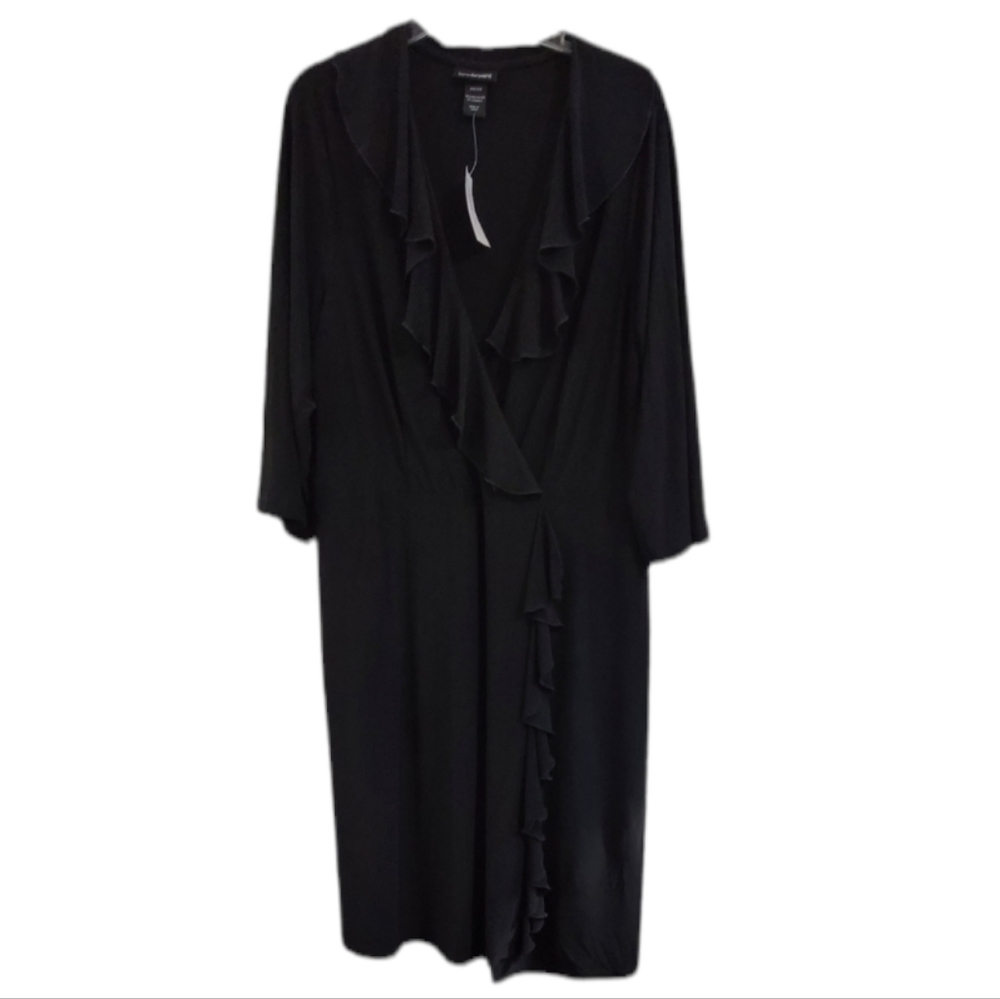 Lane Bryant Ruffle‎ Trim V-Neck Black Wrap Dress Size 22/24
